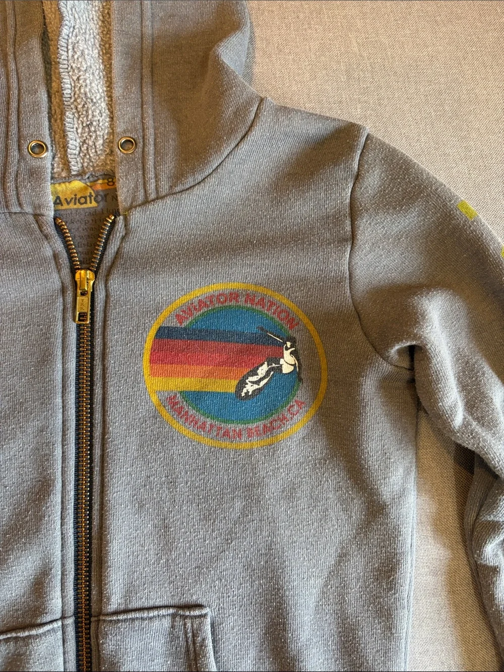 Aviator Nation Kids Gray Hoodie. Sz 8. Manhattan Beach